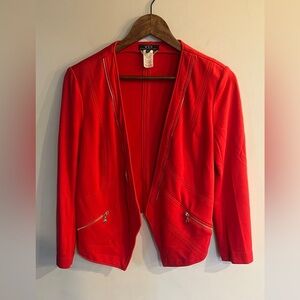 VEX COLLECTION Women’s Red Cascade Open Front Zipper Pocket Jacket Size L